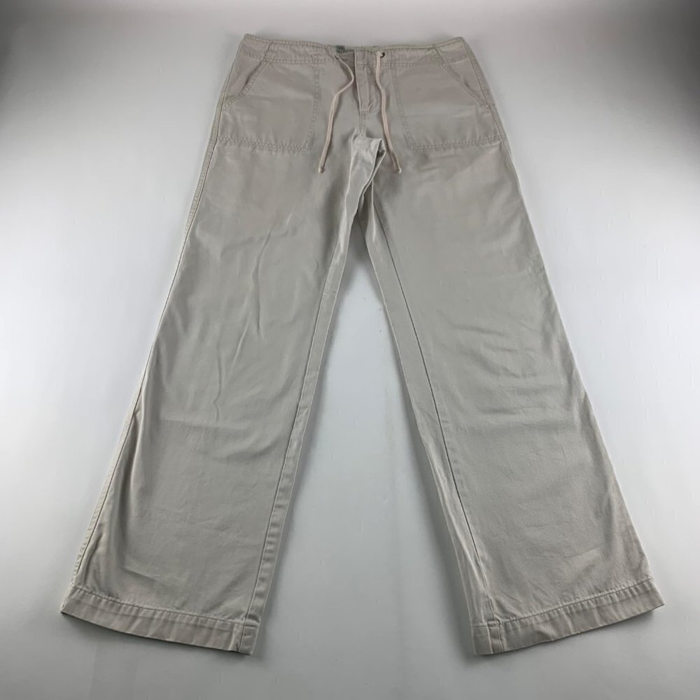 Old Navy Light Tan Canvas Just Below Waist Wide Leg Surplus Chino Pant 8